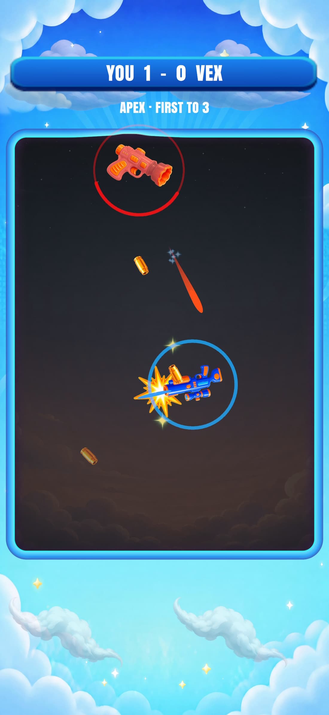 A Sniper fires during an APEX VEX duel with the player leading one to zero