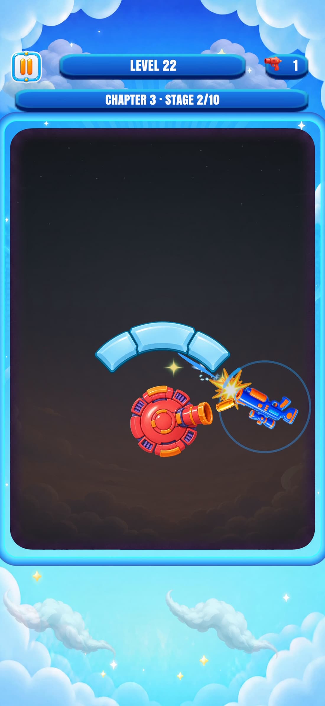 Level 22: close-range Sniper fire beside a shielded turret