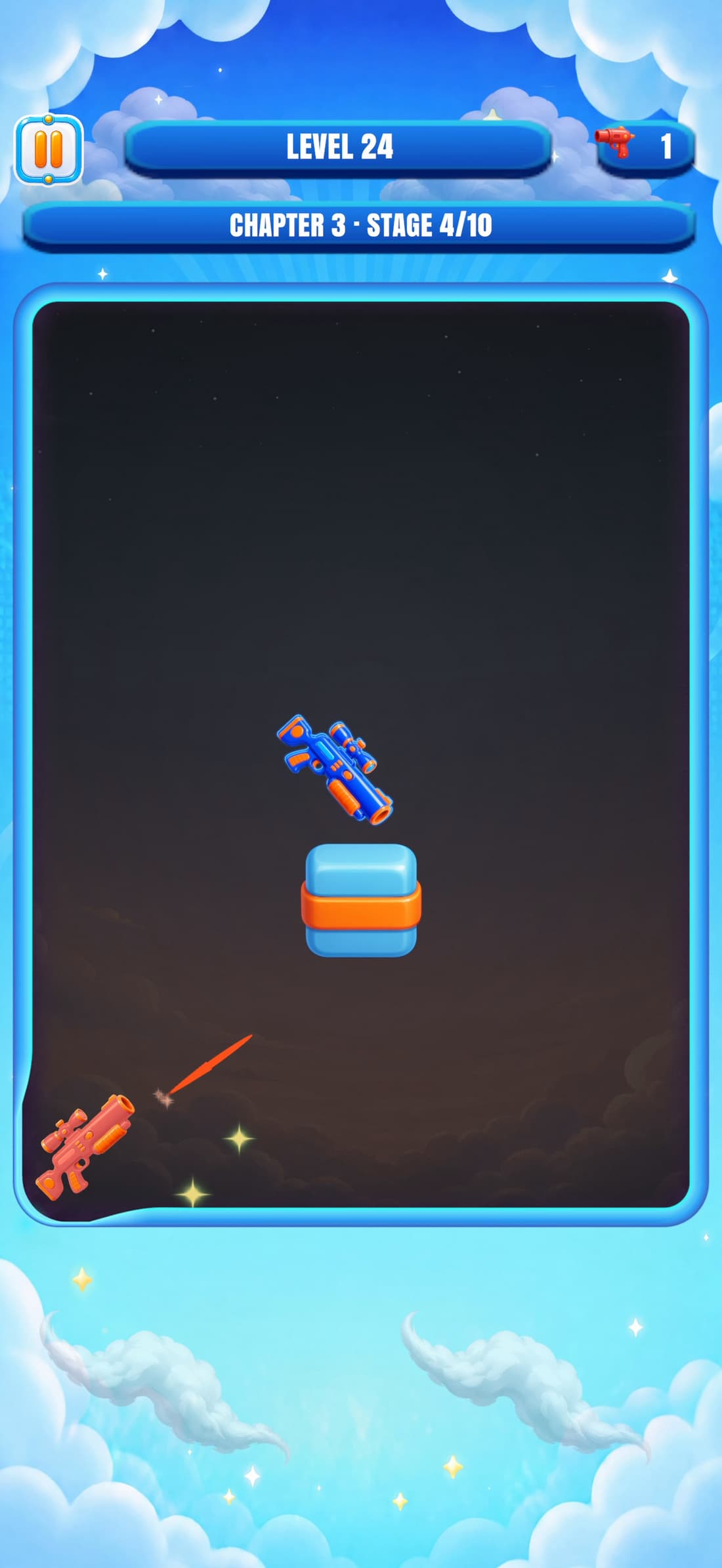 Level 24: a Sniper moves above a bumper as an enemy fires
